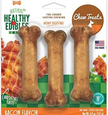 Nylabone NEB106P Healthy Edibles Bacon with Regular Chews 3-Pack